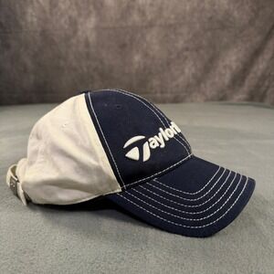 TaylorMade Golf Hat Navy Blue White Adjustable Strapback Cotton Cap Mens OSFM